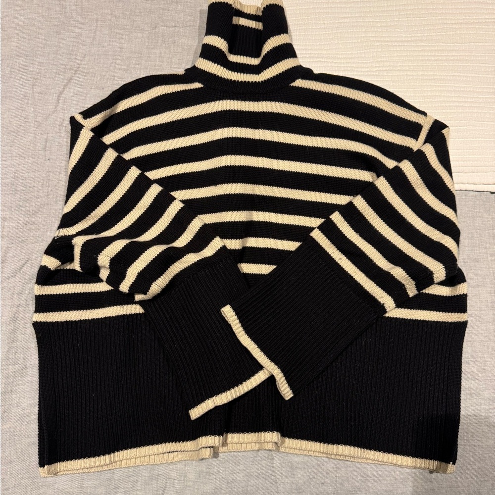Toteme black and white striped turtleneck